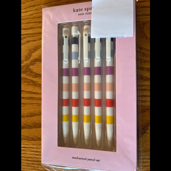 NWT Kate Spade Candy Stripe Mechanical Pencil Set - Picture 2 of 4